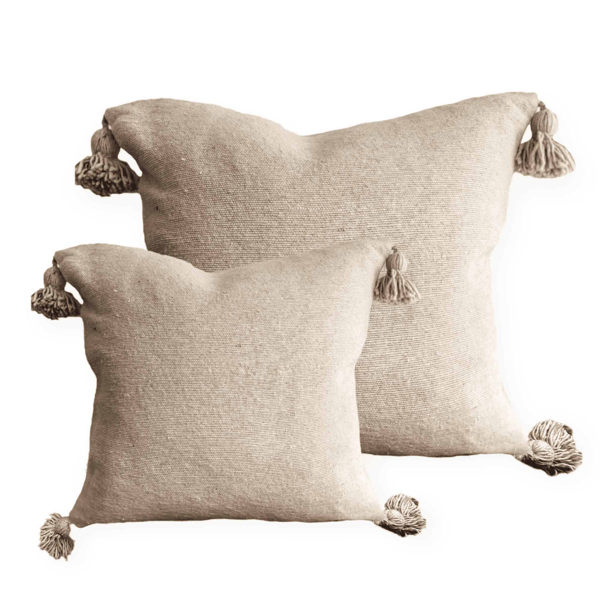 Moroccan Pom Pom Cushion -Beige