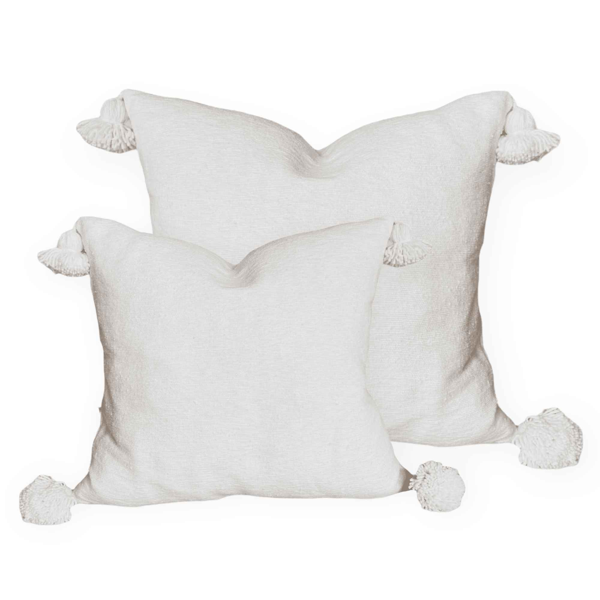 Moroccan Pom Pom Cushion -Soft White