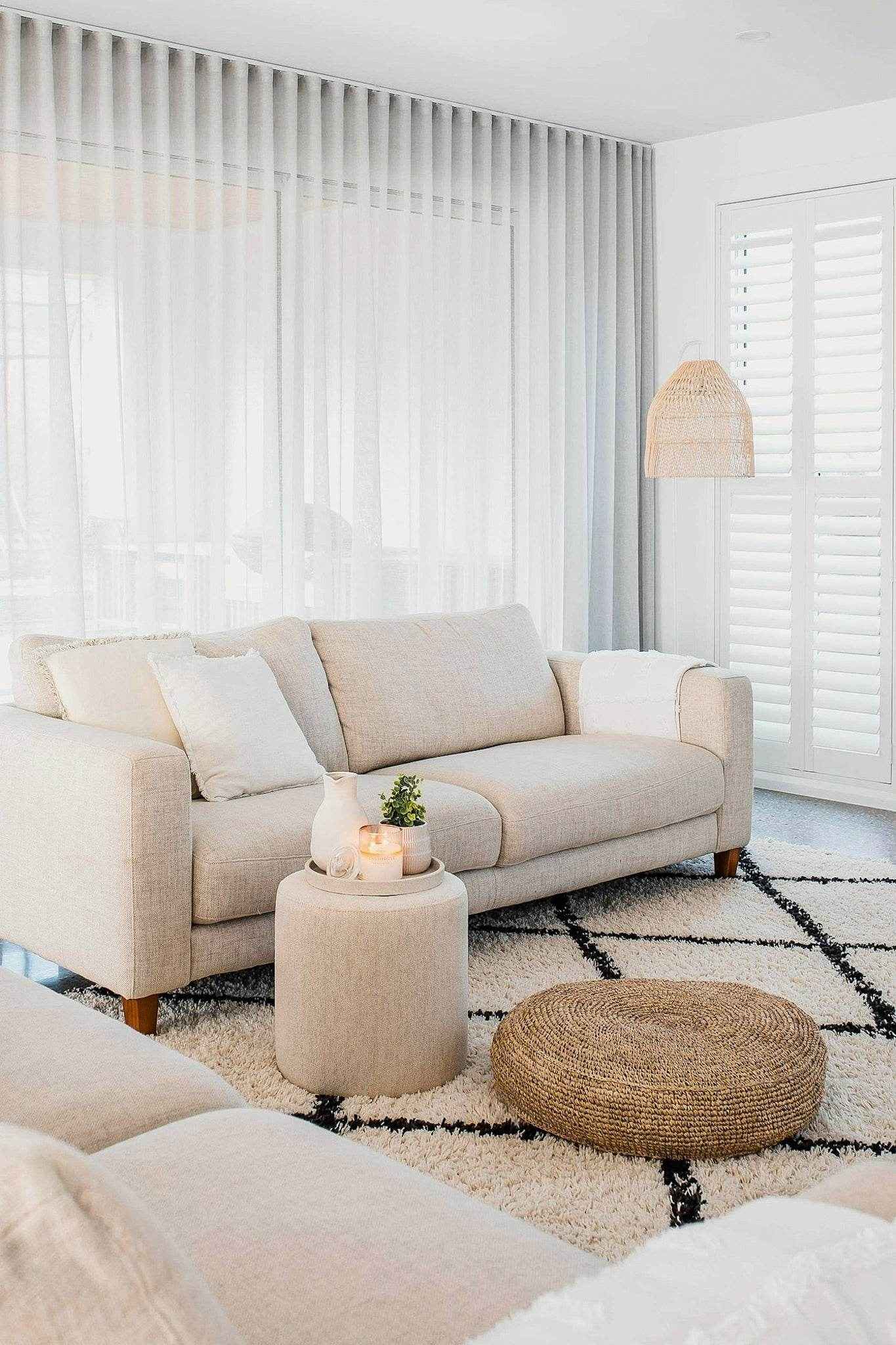 Ohana Raffia Pouffe/Floor Cushion Cover - Round