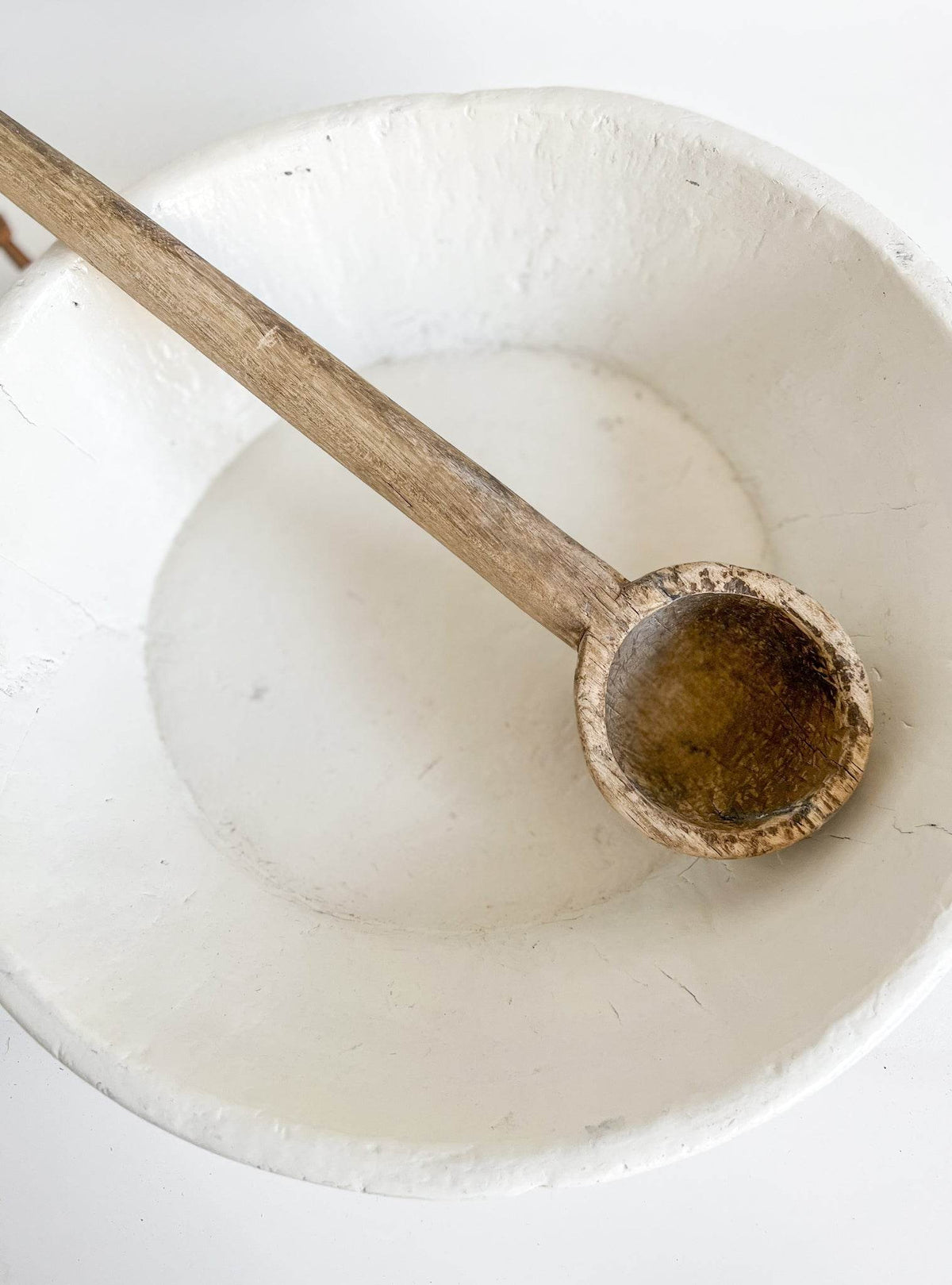 Vintage Indian Wooden Bowl -White - Wander & Wild Home